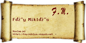 Fáy Miklós névjegykártya