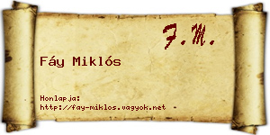 Fáy Miklós névjegykártya